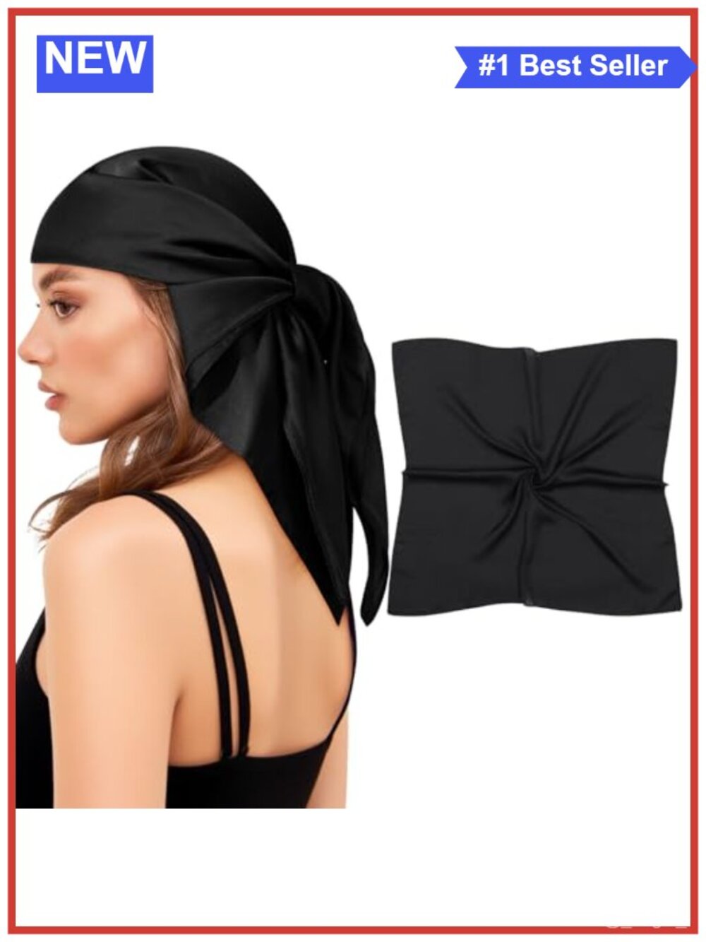 27.5" Square Polyester Satin Silk-Like Hair Scarf Bandana Neck Wrap